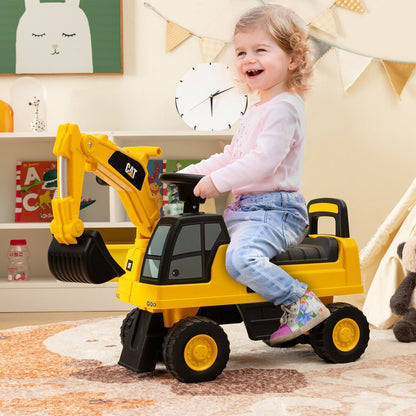 Kid's Rid-On Digger with Rotatable Digging Bucket-Yellow