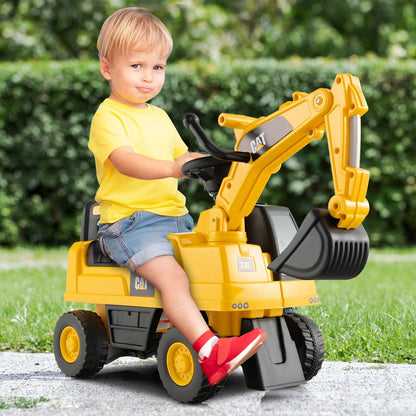 Kid's Rid-On Digger with Rotatable Digging Bucket-Yellow