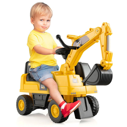 Kid's Rid-On Digger with Rotatable Digging Bucket-Yellow