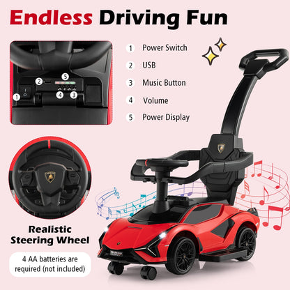 3-in-1 Ride On Push Car with Removable Guardrails and Handle-Red
