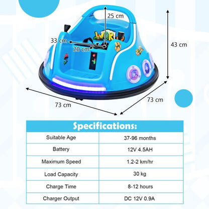 Electric Bumper Car with 360° Spin and Remote Control for Toddlers and Babies-Navy