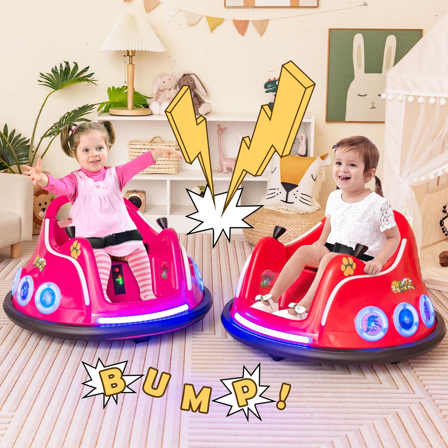 Electric Bumper Car with 360° Spin and Remote Control for Toddlers and Babies-Pink