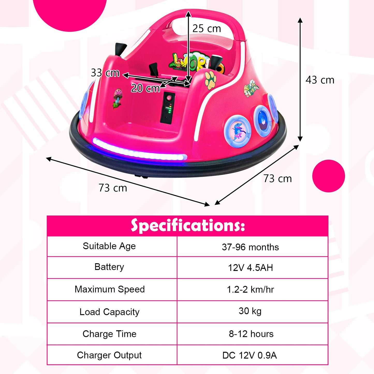Electric Bumper Car with 360° Spin and Remote Control for Toddlers and Babies-Pink