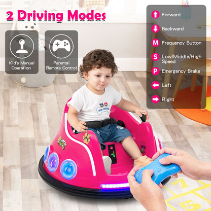 Electric Bumper Car with 360° Spin and Remote Control for Toddlers and Babies-Pink