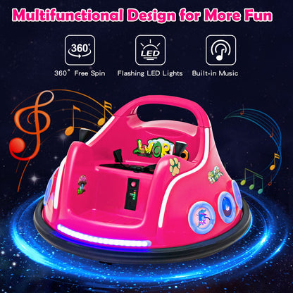 Electric Bumper Car with 360° Spin and Remote Control for Toddlers and Babies-Pink