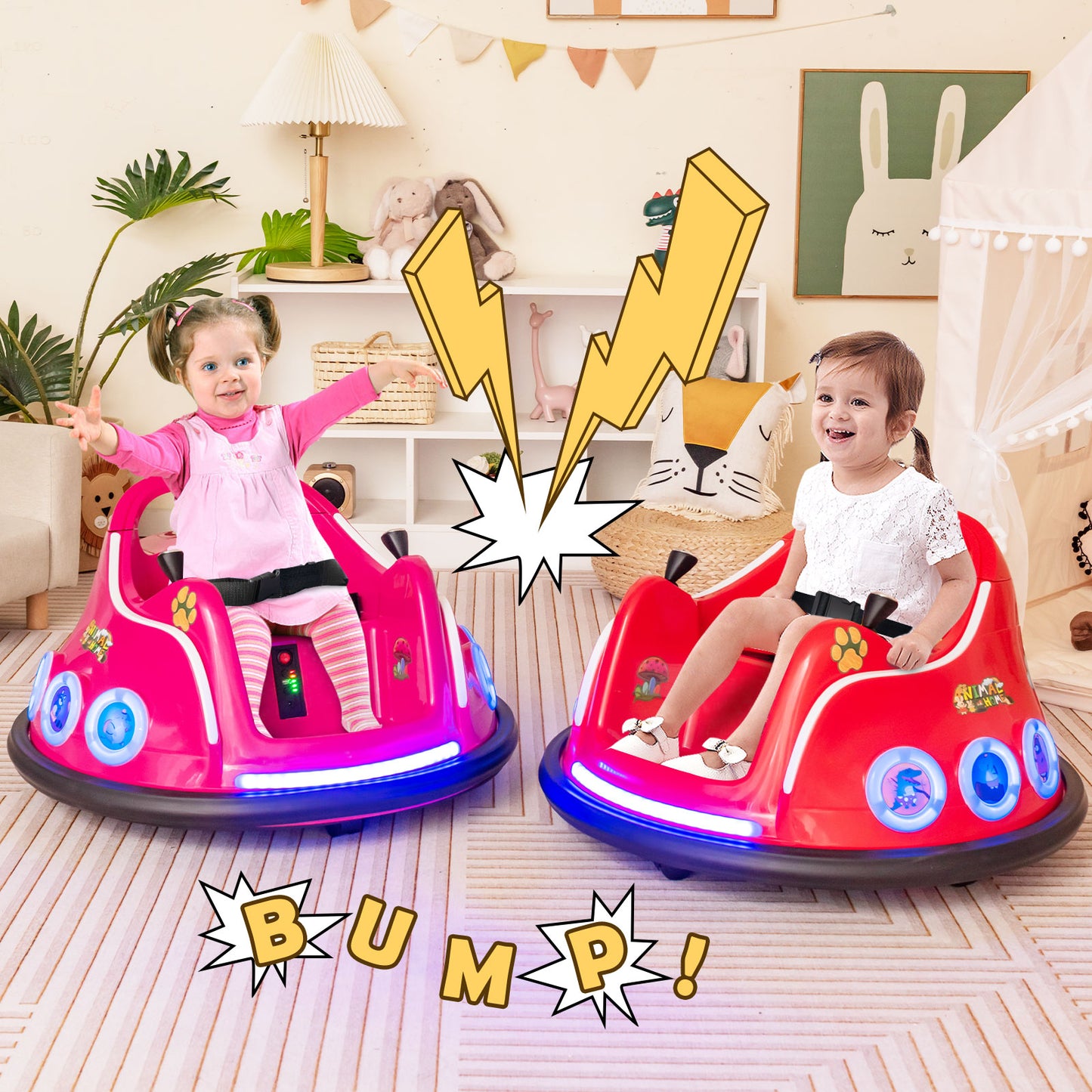 Electric Bumper Car with 360° Spin and Remote Control for Toddlers and Babies-Red