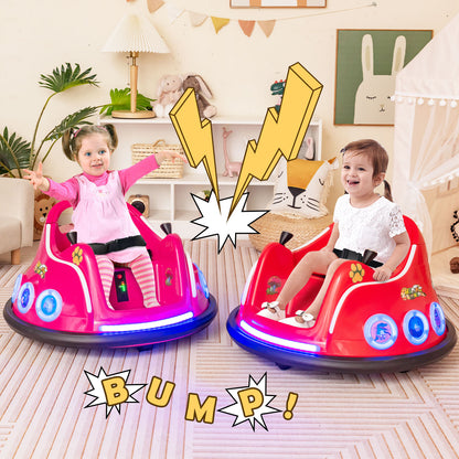 Electric Bumper Car with 360° Spin and Remote Control for Toddlers and Babies-Red