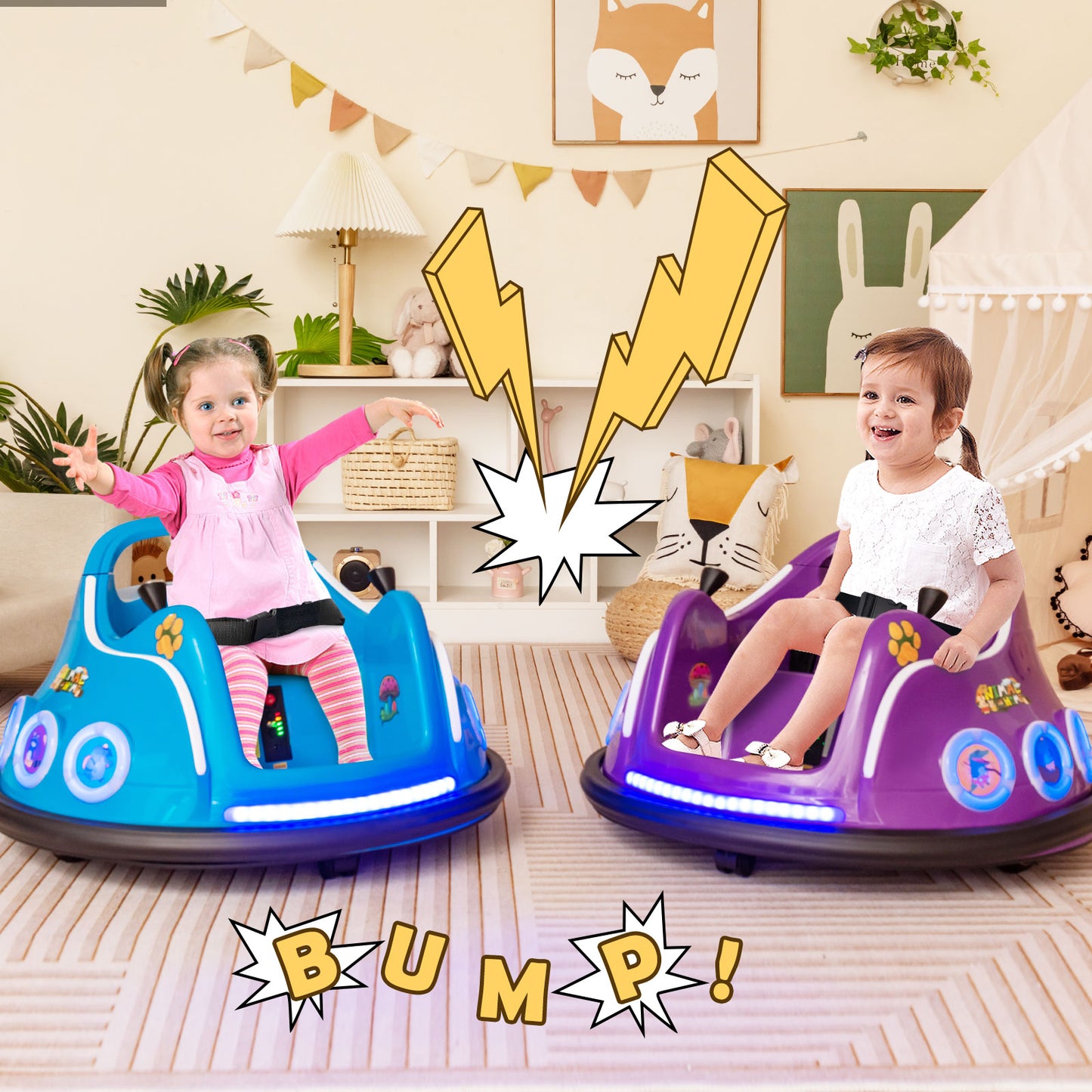 Electric Bumper Car with 360° Spin and Remote Control for Toddlers and Babies-Purple