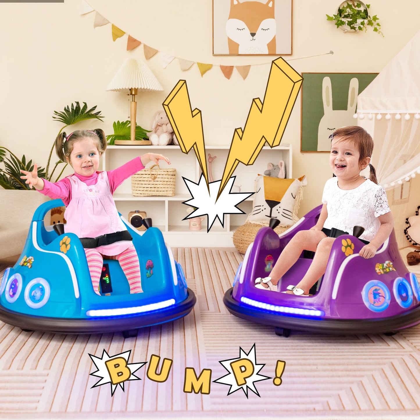 Electric Bumper Car with 360° Spin and Remote Control for Toddlers and Babies-Purple