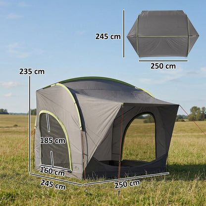 Outsunny Car Tent with 2.35m Stand-Up Height, 3000mm Waterproof Tailgate Tent with Mesh Windows for Family Camping Travelling