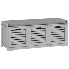 HOMCOM 3-Drawer Shoe Storage Bench - Grey