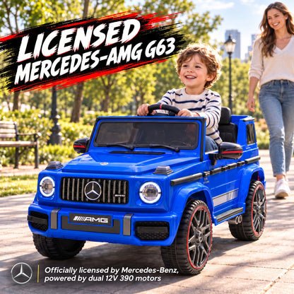 AIYAPLAY Licensed Mercedes-AMG G63 12V Kids Ride on Car with Remote Dual Motors Rear Suspension Slow Start for 3-6 Years, Blue