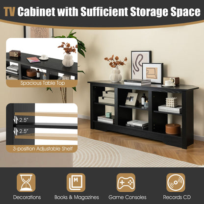 TV Stand and Electric Fireplace Set with Adjustable Flame Effects-Black