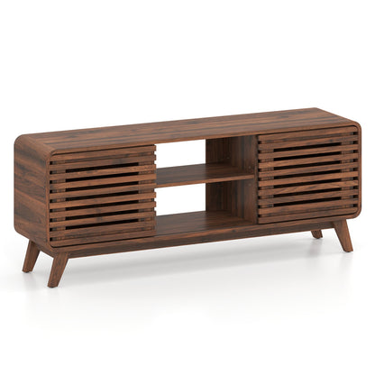 TV Stand for 65" TVs Mid Century Modern Entertainment Center-Walnut
