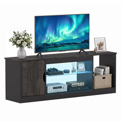 TV Stand with LED Light Strip & Adjustable Glass Shelf for TVs up to 65