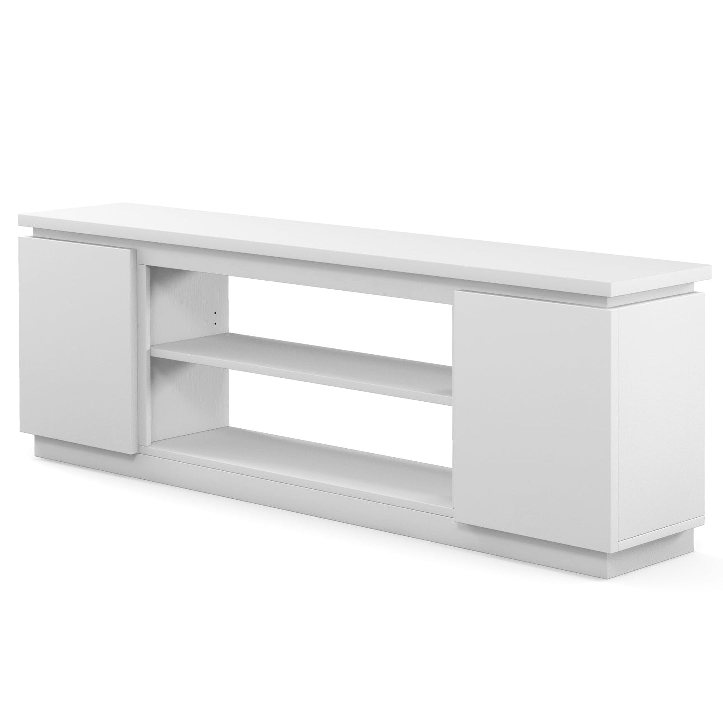 TV Cabinet for TVs up to 80 Inch Media Console Table with 3 Adjustable Shelves-White