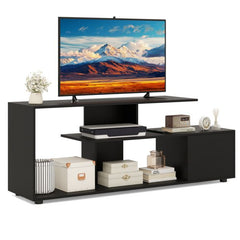 TV stand for TVs up to 55 inches with shelves & cabinet TV cabinet lowboard black