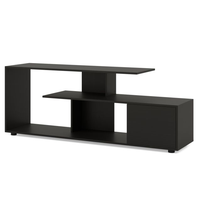 TV stand for TVs up to 55 inches with shelves &amp; cabinet TV cabinet lowboard black