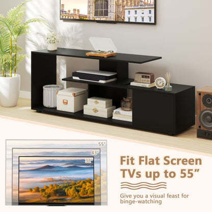TV stand for TVs up to 55 inches with shelves &amp; cabinet TV cabinet lowboard black