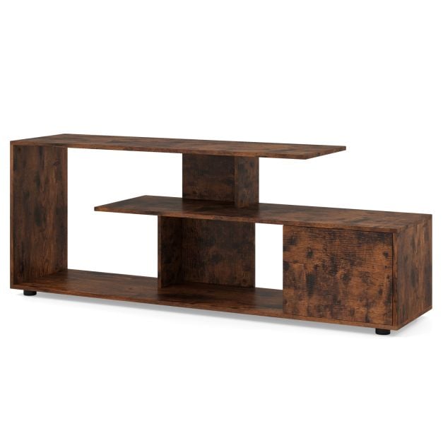 TV stand for TVs up to 55 inches with shelves & cabinet TV cabinet lowboard brown