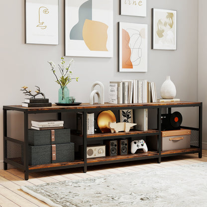 TV Stand for TVs up to 65 Inches with Open Storage Shelves-Rustic Brown