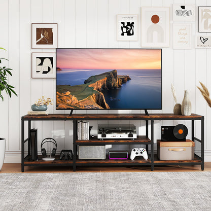 TV Stand for TVs up to 65 Inches with Open Storage Shelves-Rustic Brown