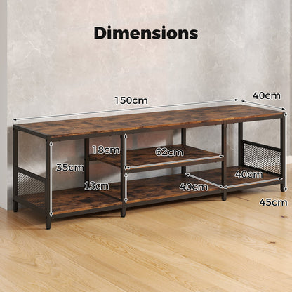 TV Stand for TVs up to 65 Inches with Open Storage Shelves-Rustic Brown