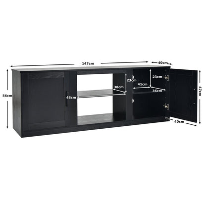 TV Stand for 65 Inches TVs with Storage Cabinets and Adjustable Shelves-Black