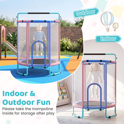 Kids Trampoline with Safety Net for Indoor and Outdoor Use-Blue