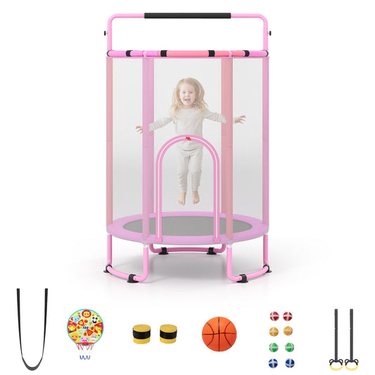 6-in-1 Kids Trampoline 140 cm Indoor Outdoor Trampoline with Swing-Purple