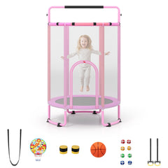 6-in-1 Kids Trampoline 140 cm Indoor Outdoor Trampoline with Swing-Purple
