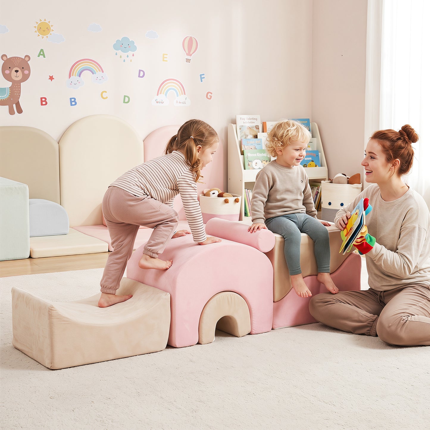 6-Piece Foam Climbing Blocks for Toddlers with Soft Play Set-Multicolor
