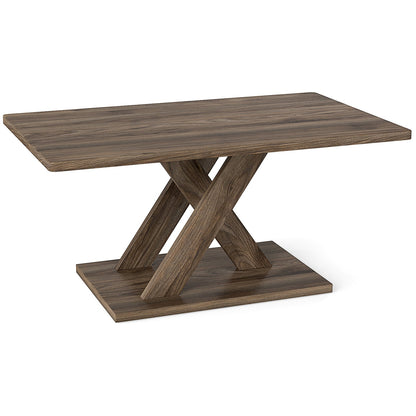 95CM Coffee Table with Stable Base and Rubber Wood Connection-Rustic Brown