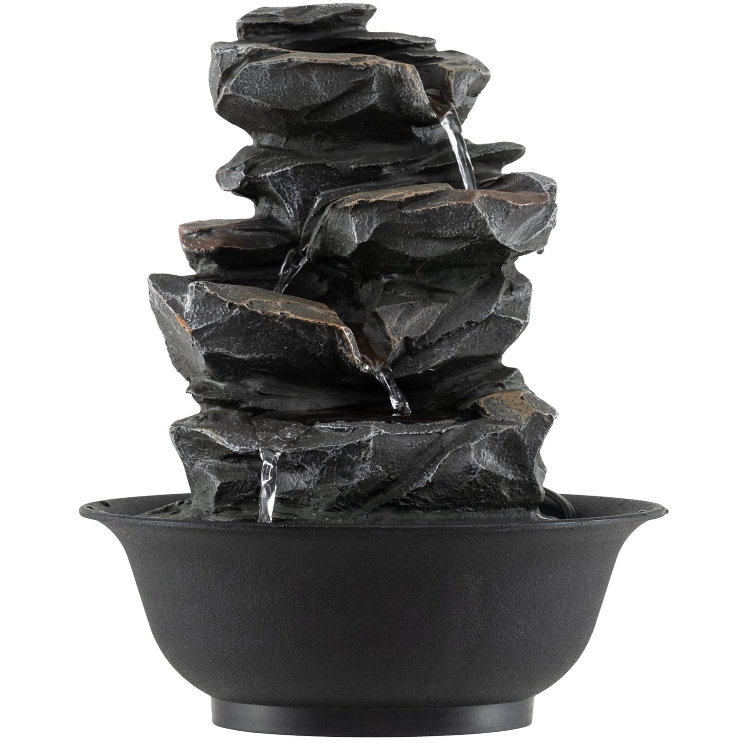 Tabletop Water Fountain Indoor Desktop Cascading Water Feature with LED Light