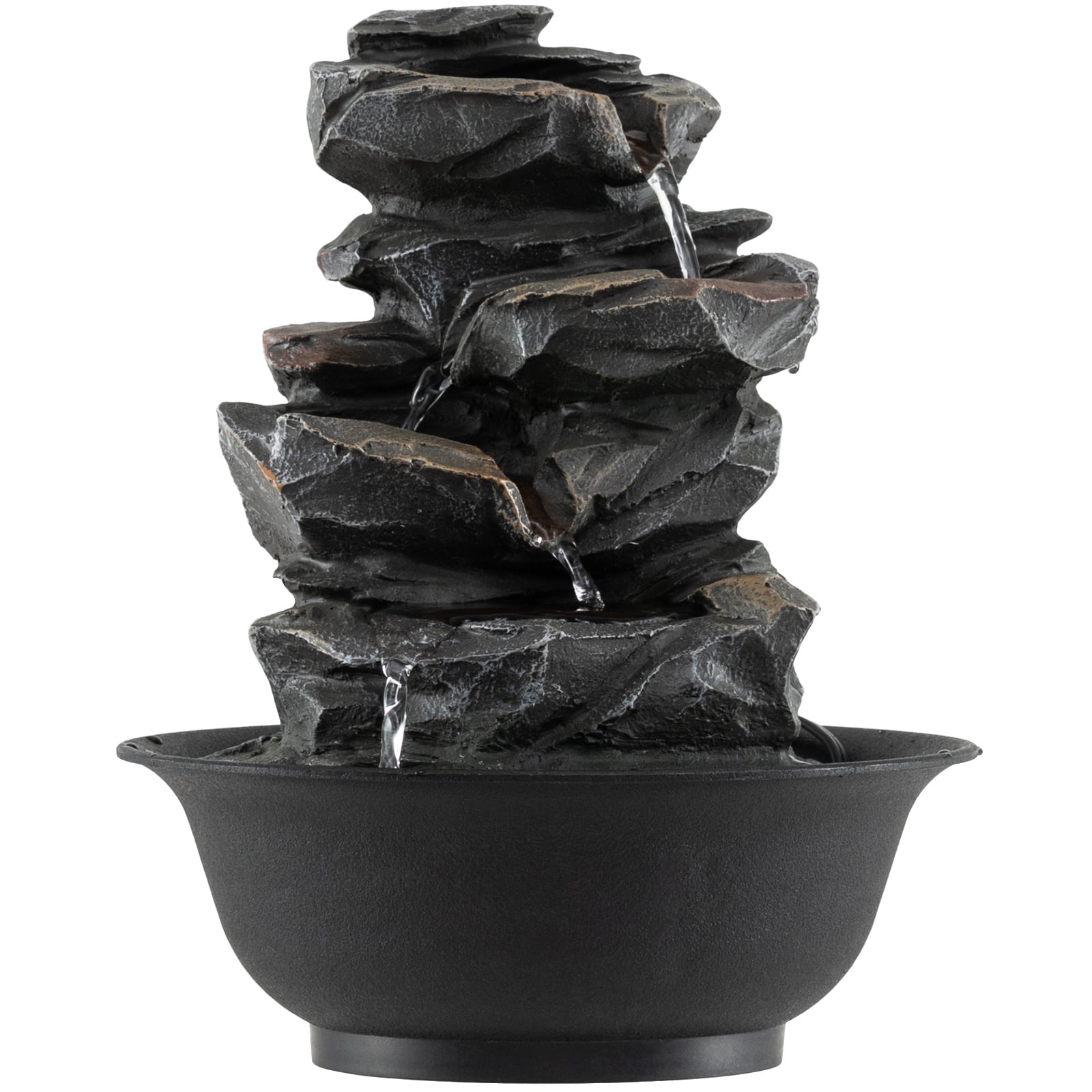 Tabletop Water Fountain Indoor Desktop Cascading Water Feature with LED Light