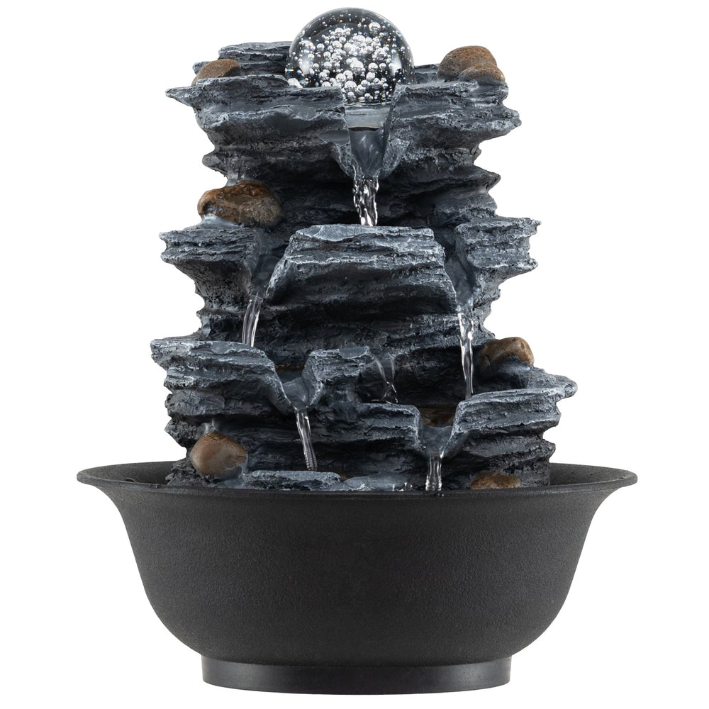 Tabletop Water Fountain with Rolling Crystal Ball Indoor Cascading Water Feature