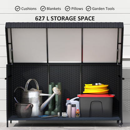 Outsunny 627 L Rattan Storage Box - Black