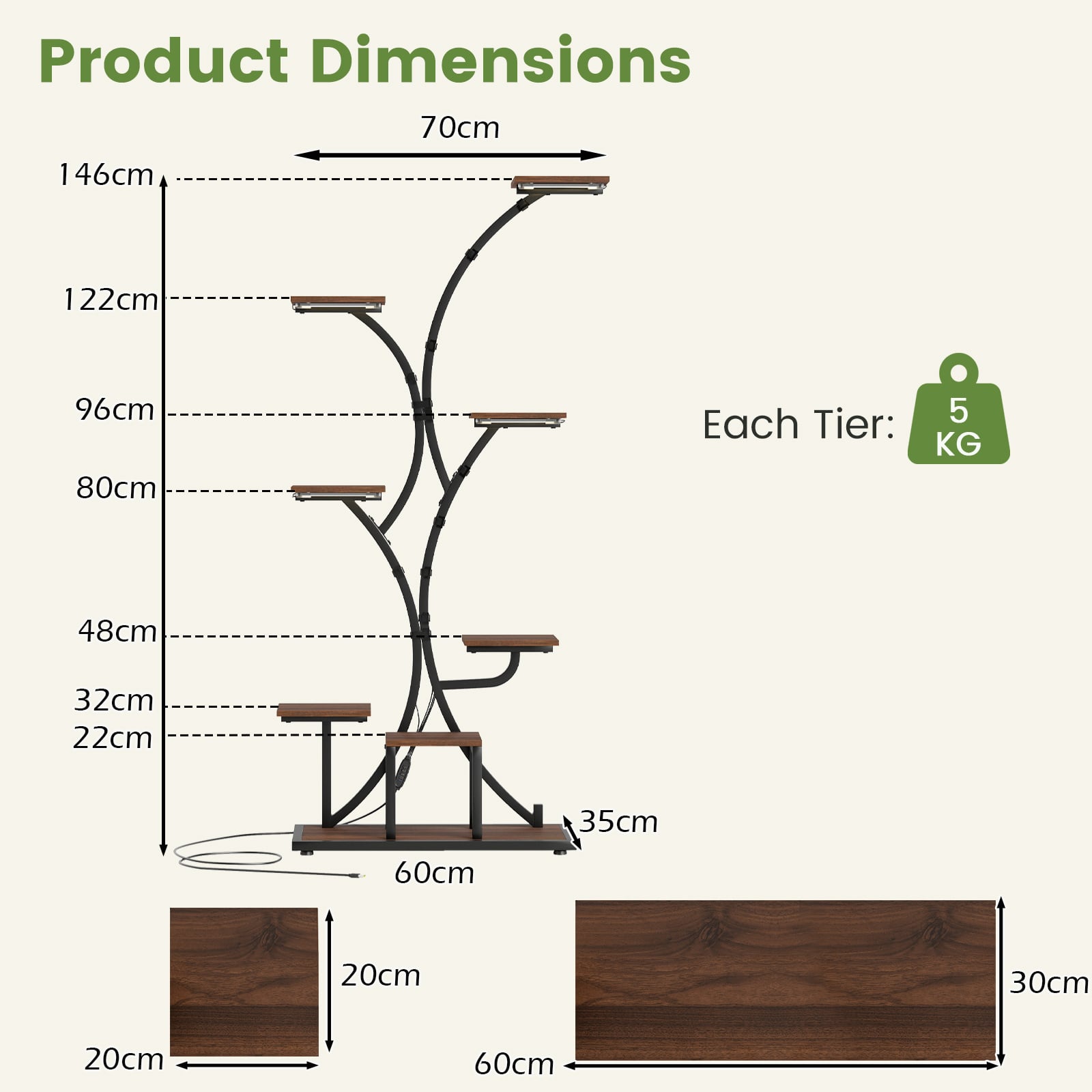 Tall 8-Tier Corner Metal Plant Shelf Set of 2 for Multiple Plants-Brown