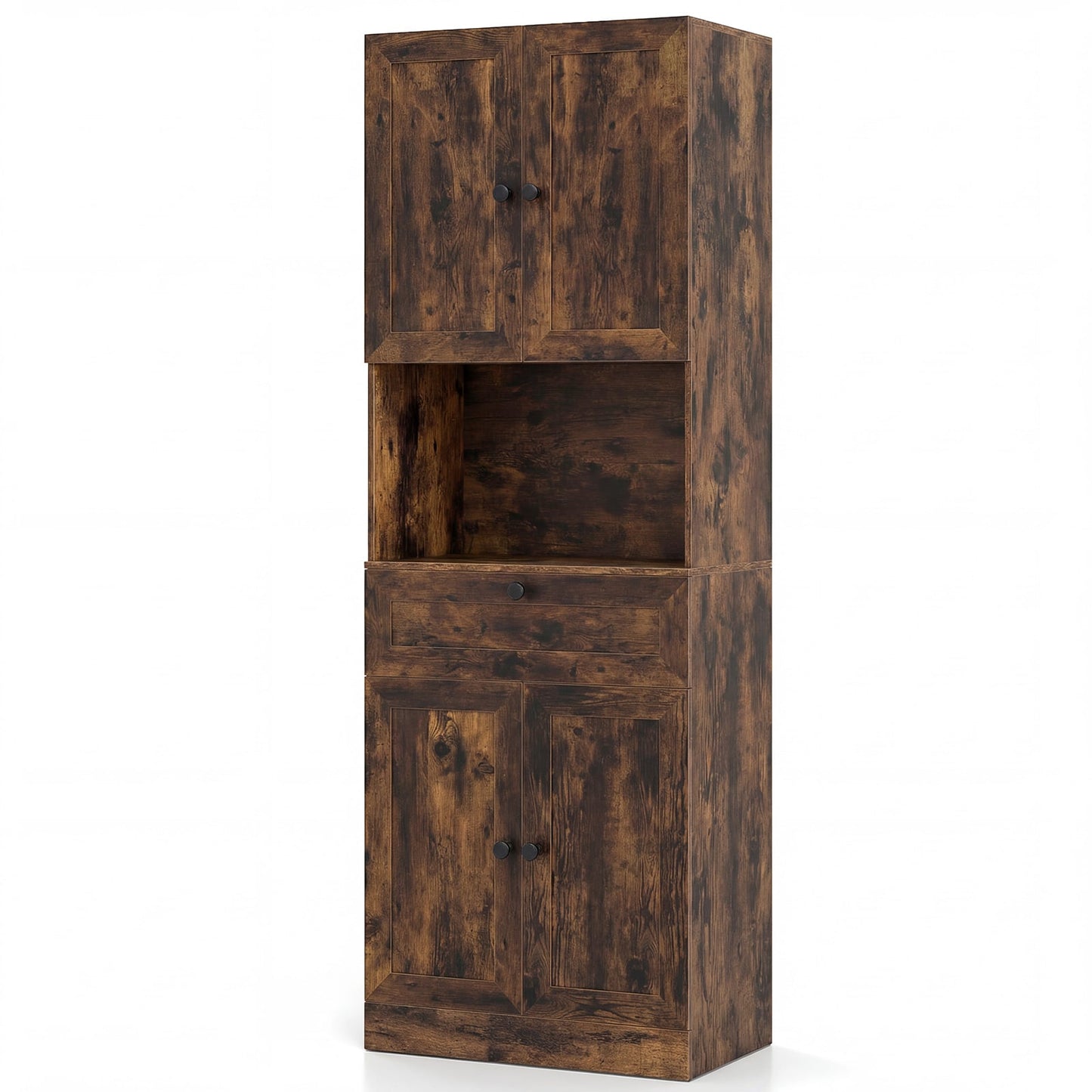 Tall Bathroom Cabinet Freestanding Storage Cabinet with 4 Doors and 1 Drawer-Brown