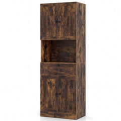 Tall Bathroom Cabinet Freestanding Storage Cabinet with 4 Doors and 1 Drawer-Brown