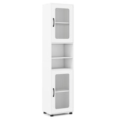 Tall Bathroom Storage Cabinet with Adjustable Shelf for Laundry-White
