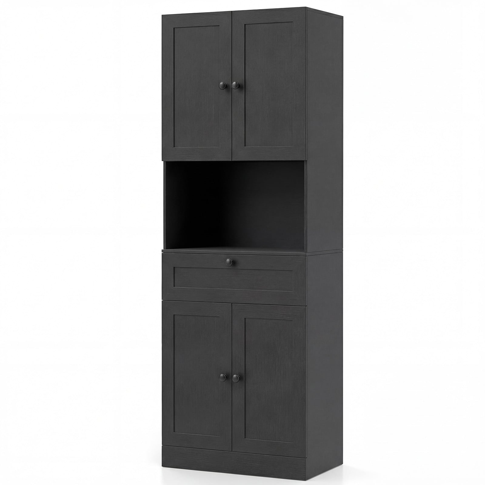 Tall Bathroom Cabinet Freestanding Storage Cabinet with 4 Doors and 1 Drawer-Black