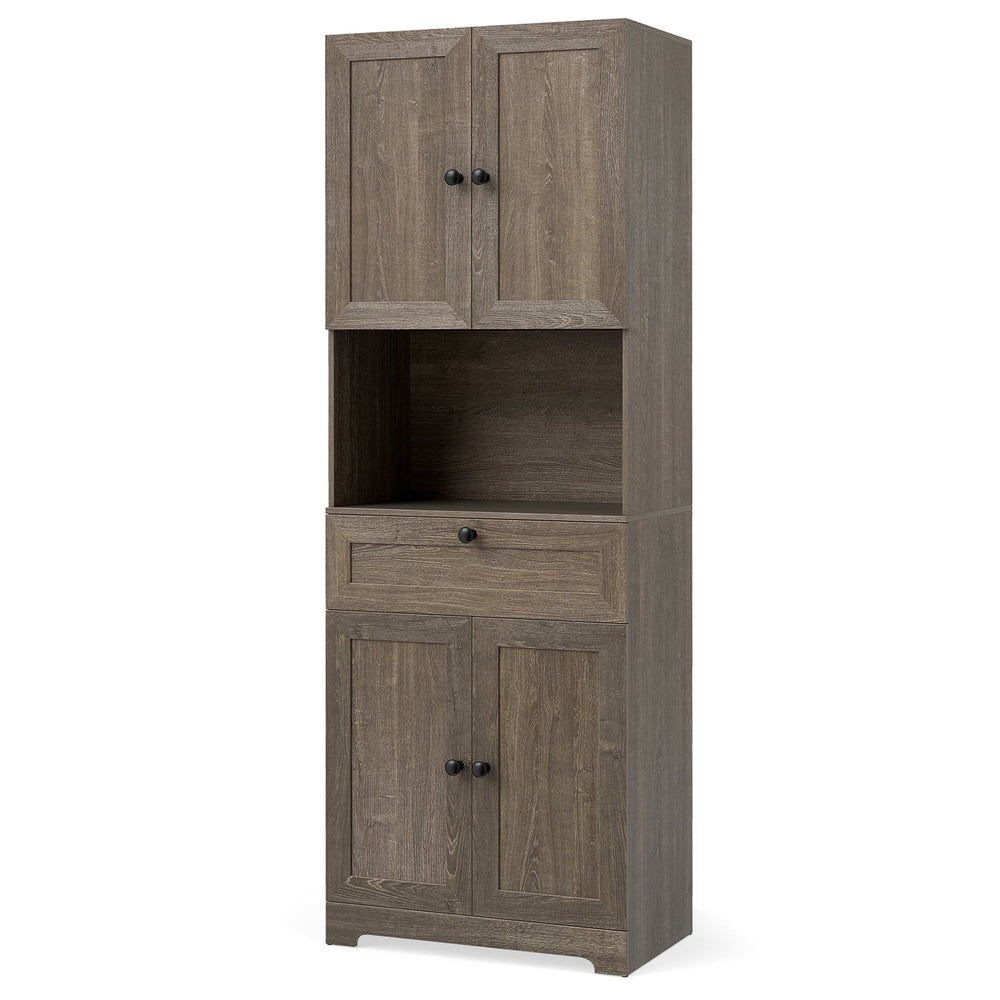 Tall Bathroom Cabinet Freestanding Storage Cabinet with 4 Doors and 1 Drawer-Grey