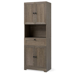 Tall Bathroom Cabinet Freestanding Storage Cabinet with 4 Doors and 1 Drawer-Grey