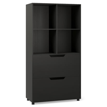 130CM 5-Tier Tall Freestanding Bookshelf for Living Room-Black