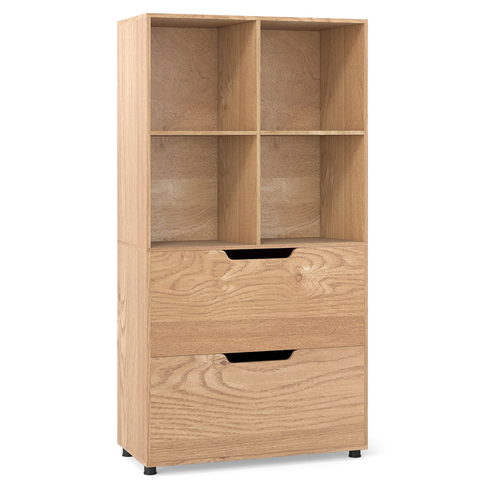 130CM 5-Tier Tall Freestanding Bookshelf for Living Room-Natural