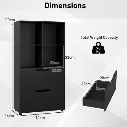 130CM 5-Tier Tall Freestanding Bookshelf for Living Room-Black