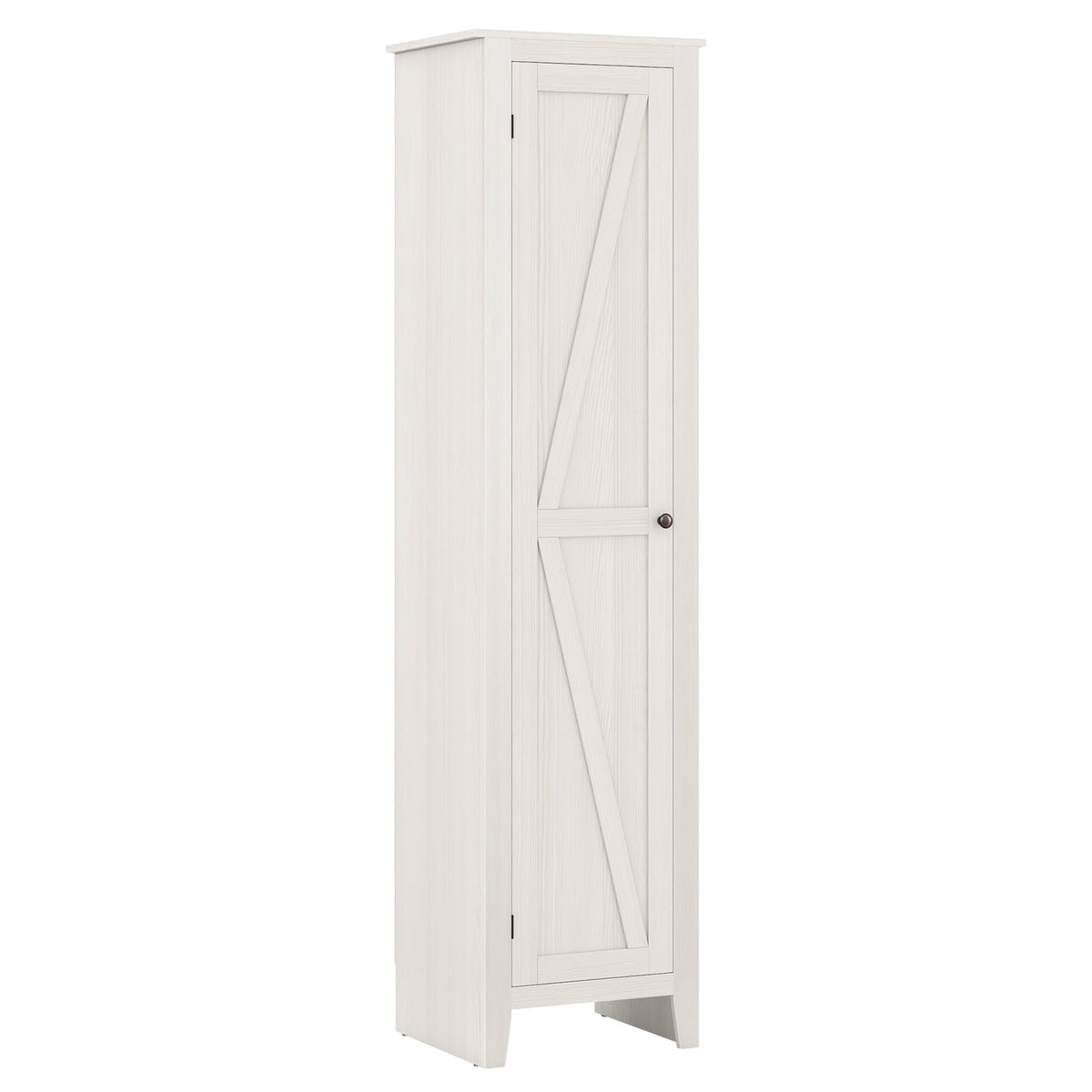 Tall Storage Cabinet with Four Shelves and Single Door-White