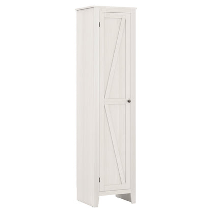 Tall Storage Cabinet with Four Shelves and Single Door-White