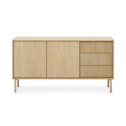 Wooden sideboard with a white background